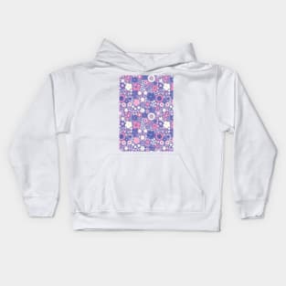 retro florals pattern, 70s groovy purple flowers, flower market, scandinavian florals, purple hues, purple, lilac, pink, hot pink Kids Hoodie